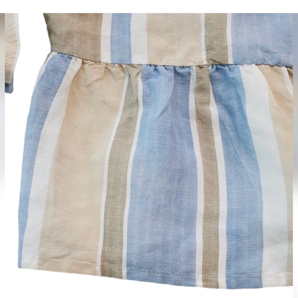 Zara -  Adorable White Tan and Blue Striped Jacket with open front- Size Medium - Picture 8 of 11